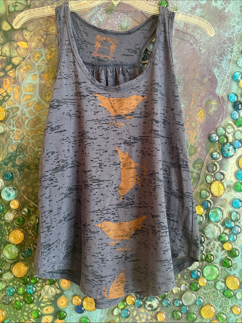 Dancing Birds Flowy Burnout Tank